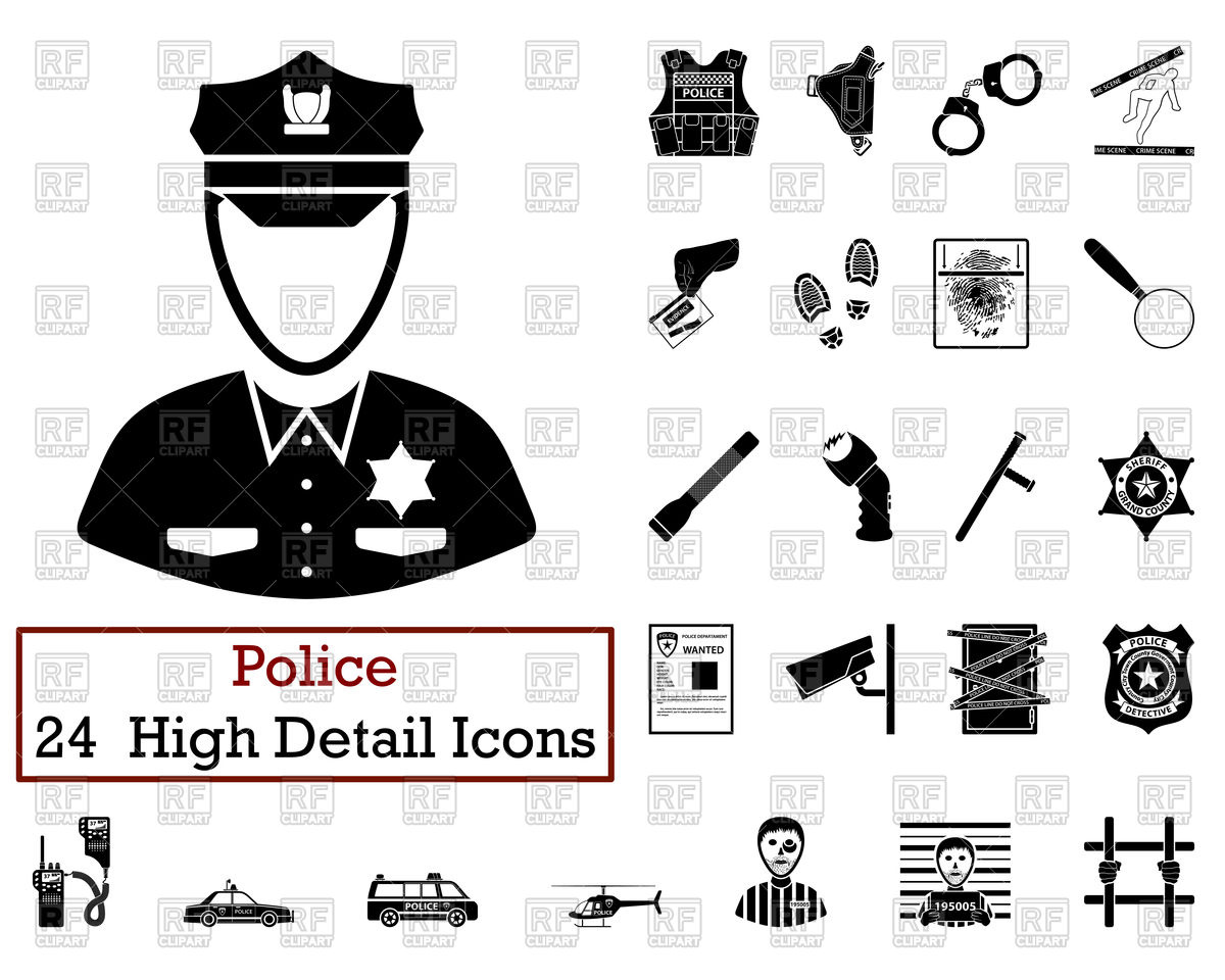 1200x960 Set Of Police Icons Vector Image Vector Artwork Of Signs