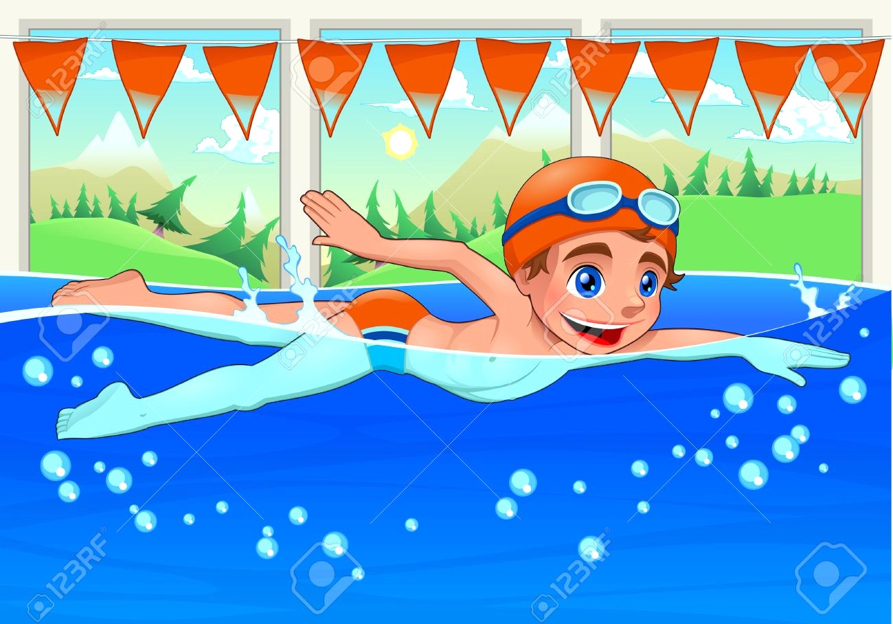 1300x908 24028068 Young Swimmer In The Swimming Pool Funny Cartoon And