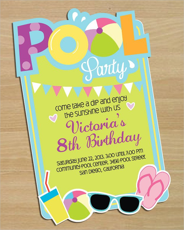 600x750 Pool Party Invitations