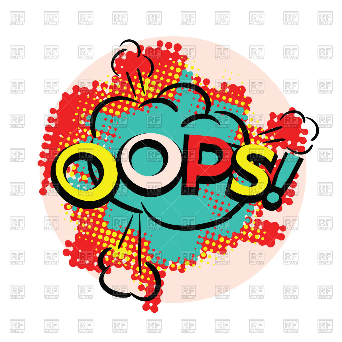 1200x1200 Word Oops In Bright Pop Art Style Vector Image Vector Artwork Of