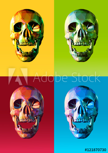 353x500 Low Poly Skull Front With Colorful Pop Art Style