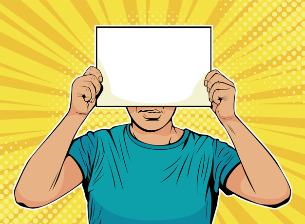 626x459 Pop Art Businessman With Blank Paper In Front Of Face Vector