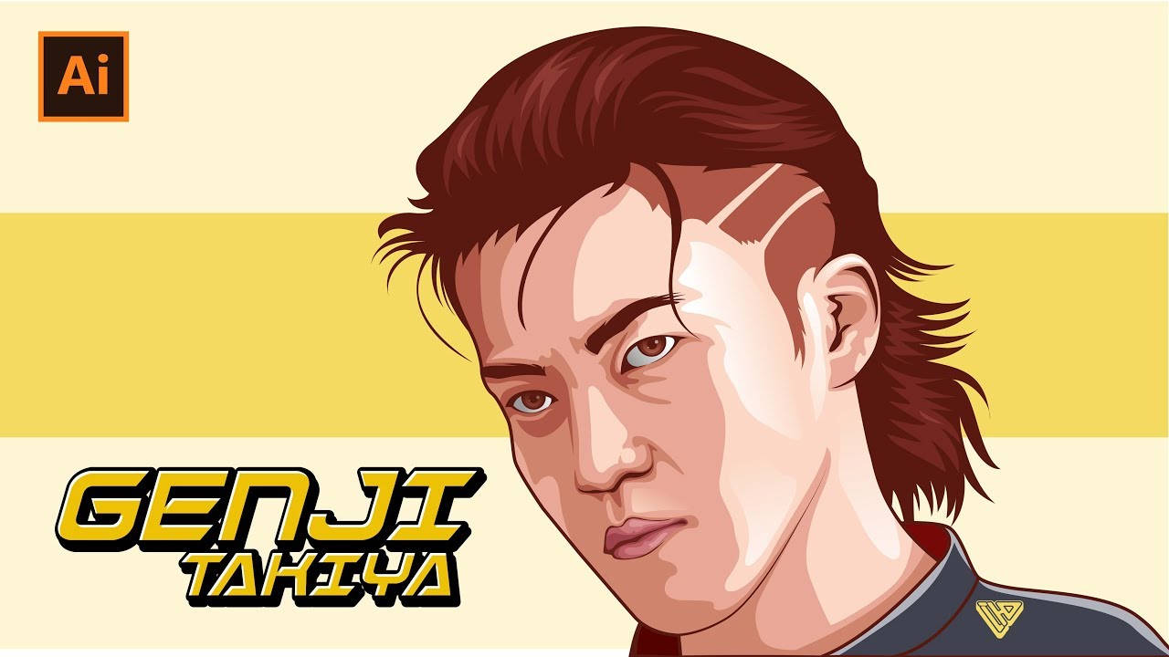 1280x720 Draw Vector Portrait Genji Takiya Adobe Illustrator