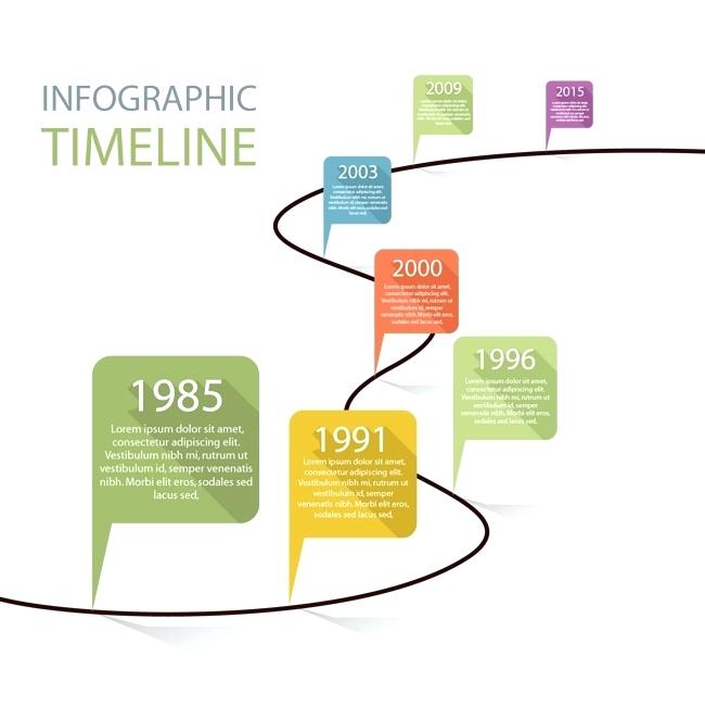 650x651 Timeline Template Download Flat Time And Vector Infographic Ppt