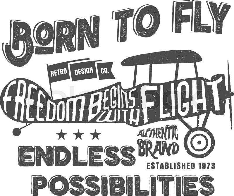 800x670 Vintage Airplane Lettering For Printing. Vector Prints, Old School
