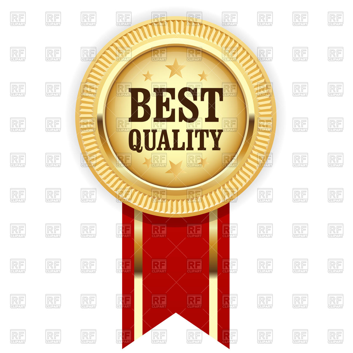 1200x1200 Golden Medal Best Quality With Red Ribbon Vector Image Vector