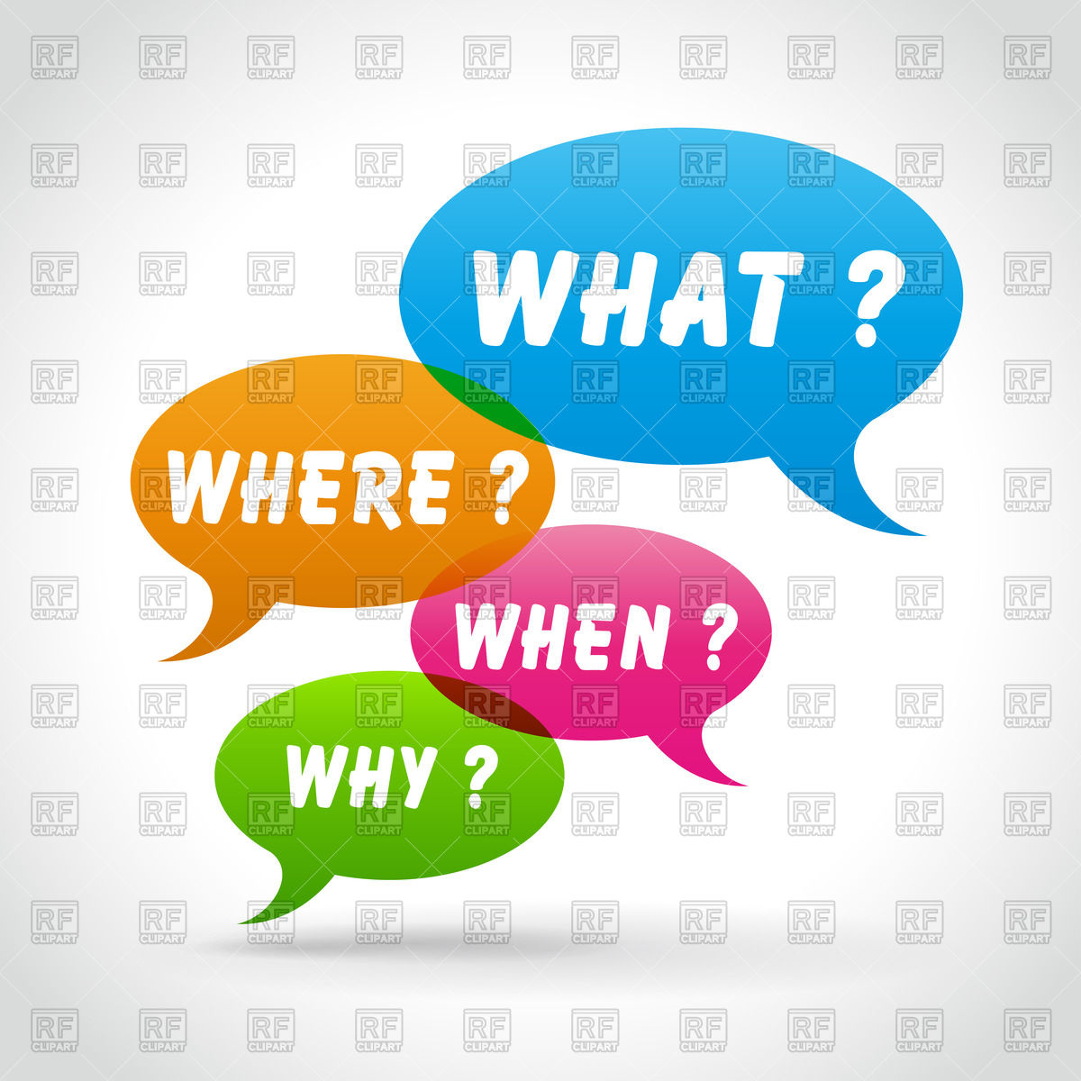 1200x1200 Speech Bubbles With Common Questions Vector Image Vector Artwork