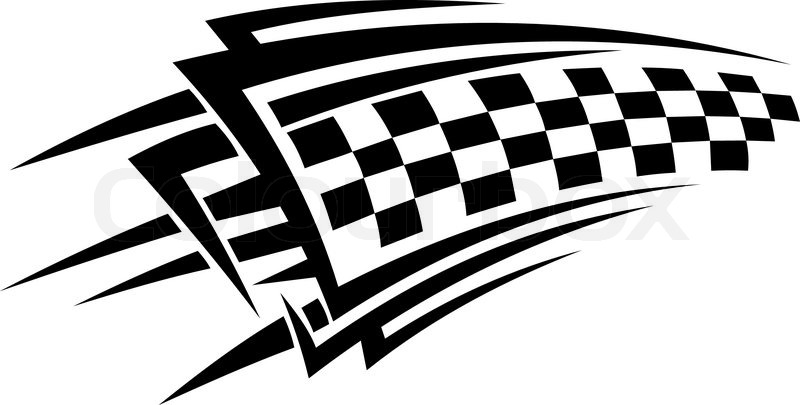 800x405 Tribal Racing Tattoo With Checkered Flag Stock Vector Colourbox