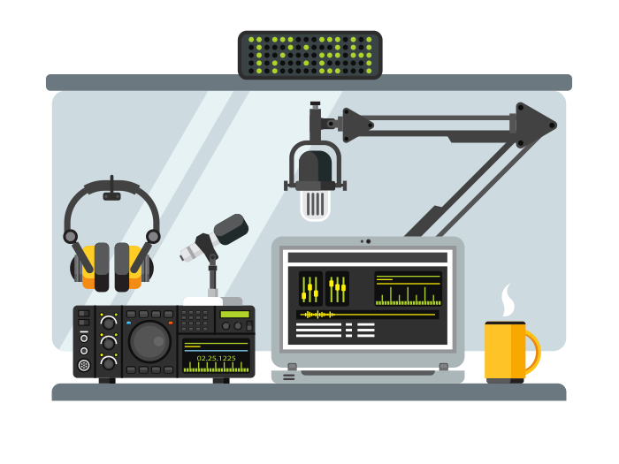 700x525 Radio Station Studio Flat Illustration