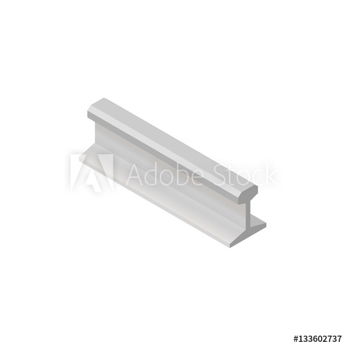 500x500 Steel Rails In Isometric, Vector Illustration.
