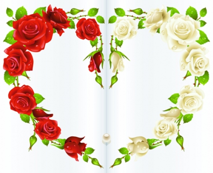 425x345 Red Rose And White Rose Heart Background Vector Free Vectors