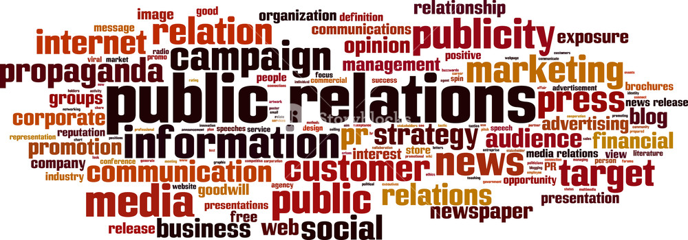 1000x350 Public Relations Word Cloud Concept. Vector Illustration Royalty