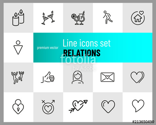 500x400 Relations Icons. Set Of Line Icons. Dancing, Heart, Toast. Love