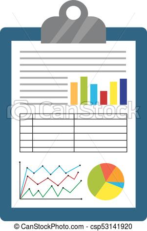 301x470 Business Report Icon, Flat Style. Financial Graphs. Isolated On