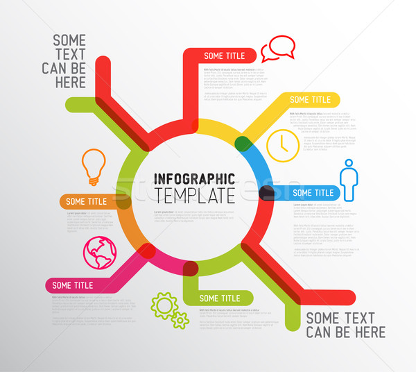 600x536 Vector Infographic Report Template Made From Lines And Icons