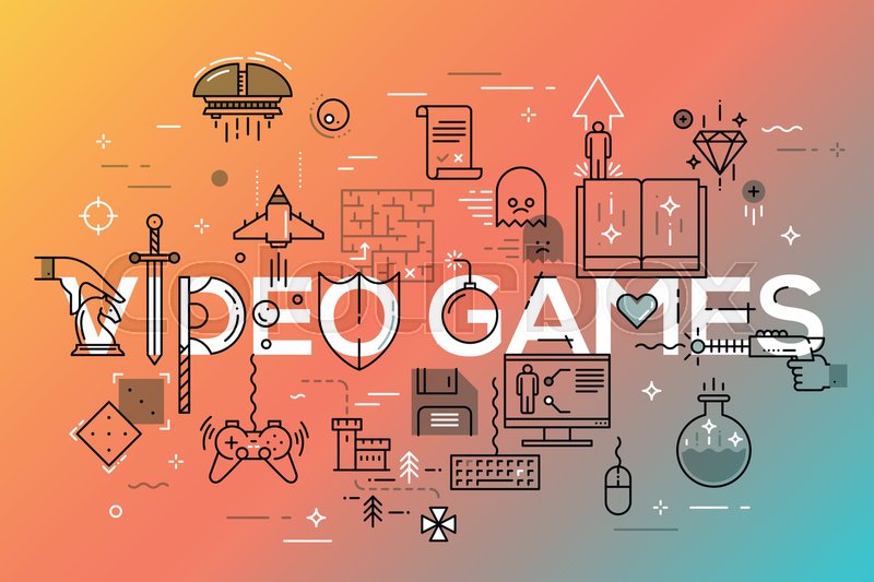 800x533 Modern Thin Line Banner Of Classic Game Objects, Mobile Gaming