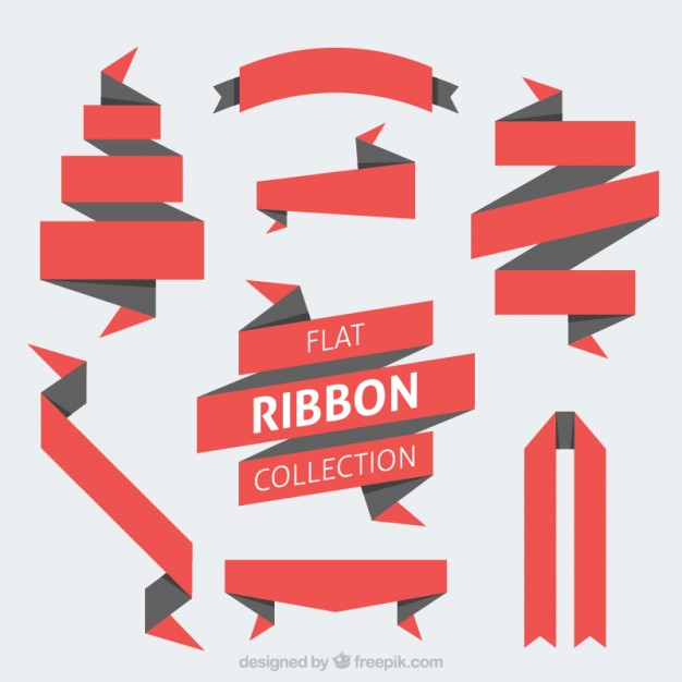 626x626 Origami Flat Red Ribbons Pack Vector Free Download