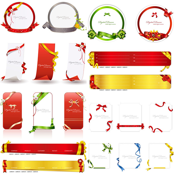 600x600 20 Ribbon Pack Vector Cards Banners Messages