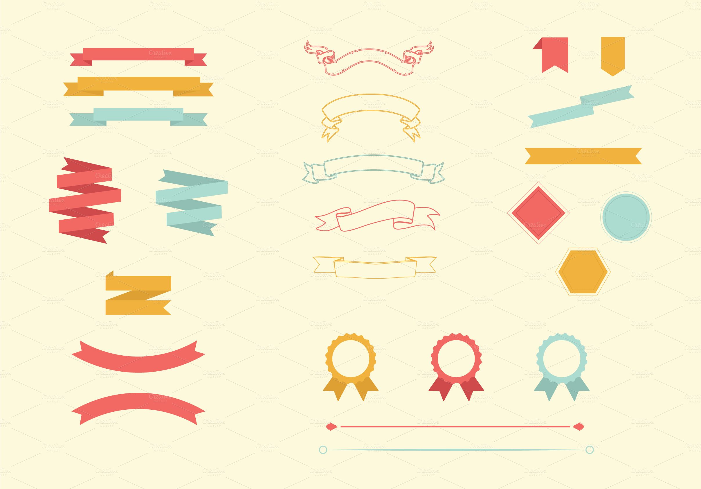 2415x1683 Vector Ribbon, Banner, Border Pack By Design Shop On Creative