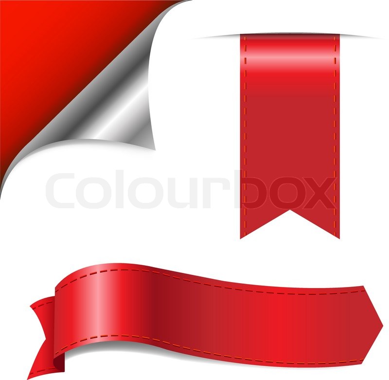 800x781 Red Ribbons Set, Isolated On White Background, Vector Illustration