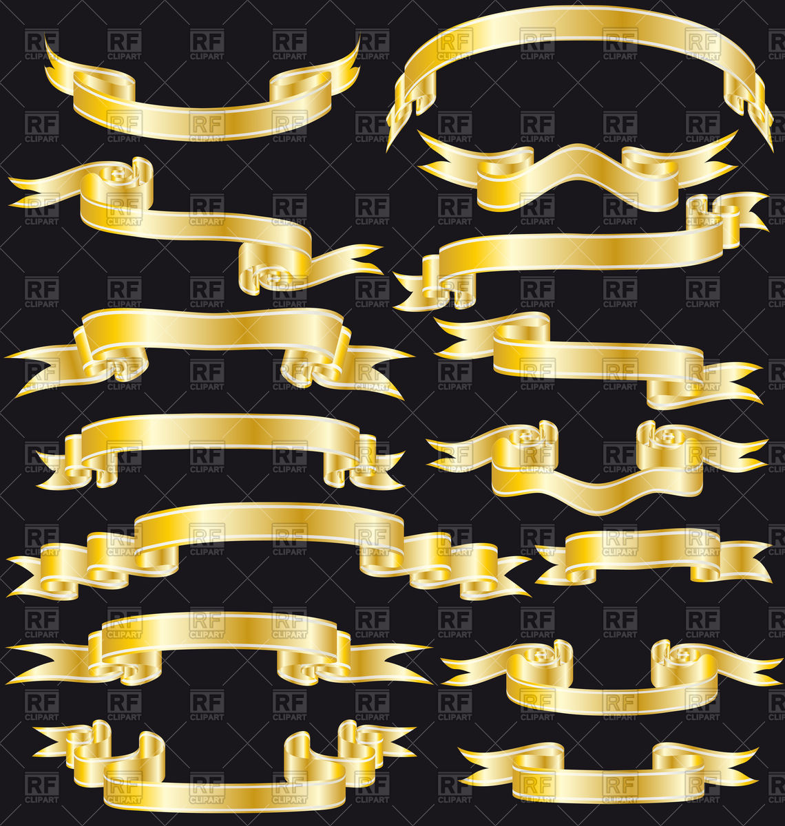 1140x1200 Set Of Golden Ribbon Banners Vector Image Vector Artwork Of