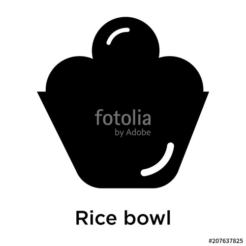 500x500 Rice Bowl Icon Vector Sign And Symbol Isolated On White Background