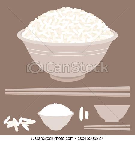450x470 Rice Vector In Bowl With Chopsticks.