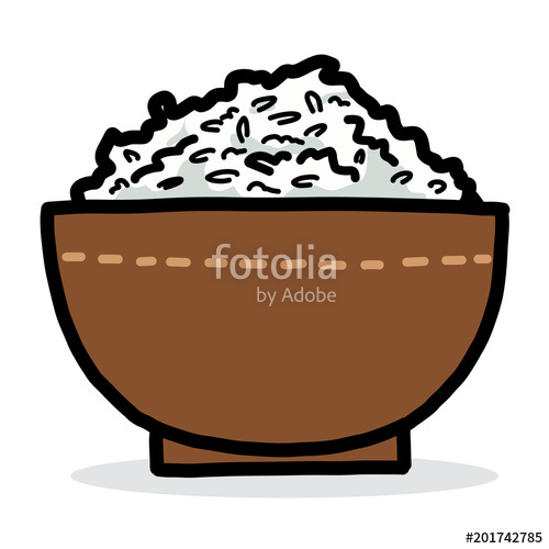500x500 Brown Rice Bowl Cartoon Vector And Illustration, Hand Drawn
