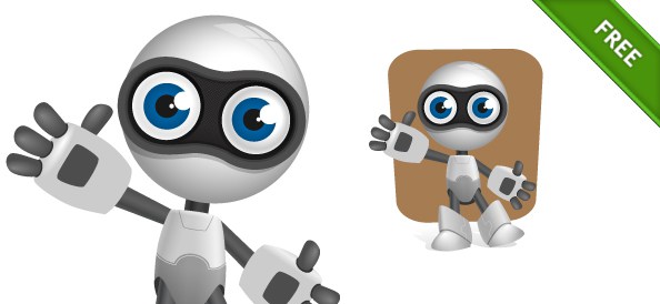 594x274 Robot Vector Character With Glossy Effects
