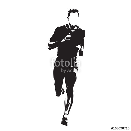 500x500 Runner Vector Silhouette, Front View. Abstract Running Man Stock