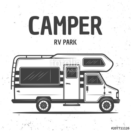 500x500 Rv Camper Van Isolated Vector Black Illustration Stock Image And