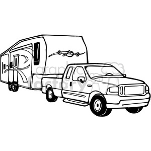 300x300 Royalty Free Truck And Rv Camper Trailer 387709 Vector Clip Art
