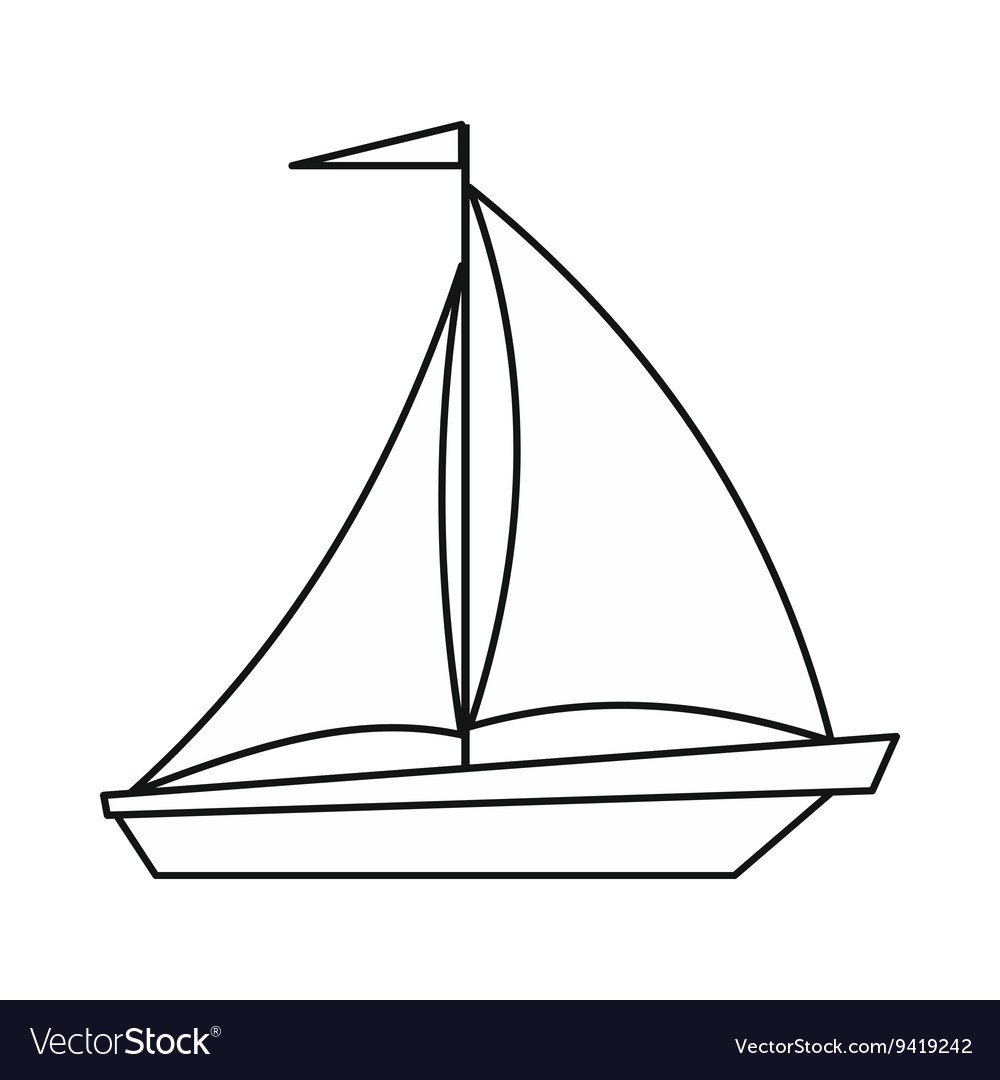 1000x1080 Boat With Sails Icon Outline Style Vector 9419242 2