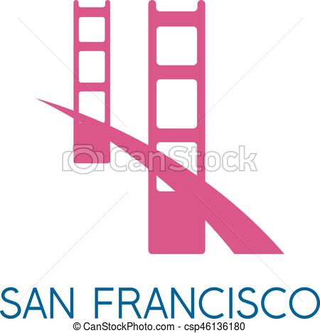 450x468 San Francisco Golden Gate Bridge Vector Design Template Illustration.
