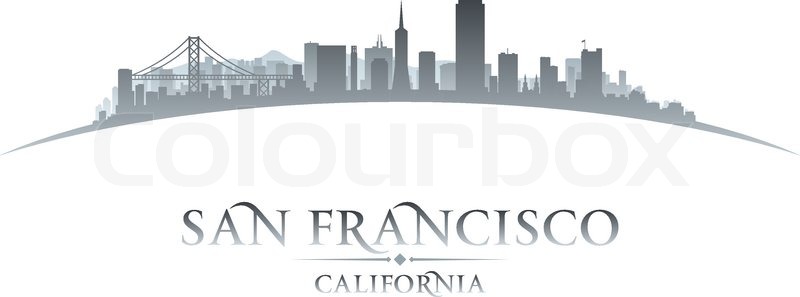 800x297 San Francisco California City Skyline Silhouette. Vector