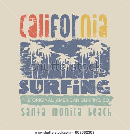 450x470 Vector Illustration On The Theme Of Surfing And Surf In California