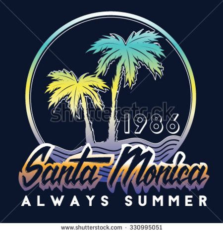 450x470 Santa Monica ,always Surf Typography, T Shirt Graphics, Vectors