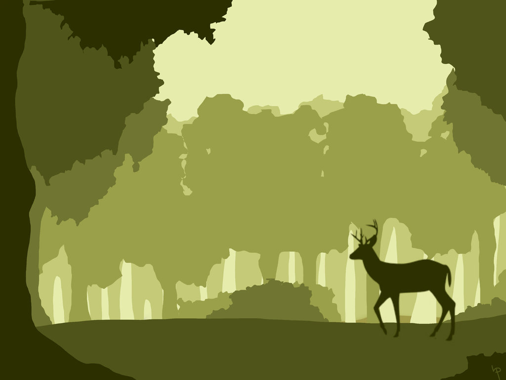 1024x768 Deer Vector Scene Yellow Green By Lascivio Pipio