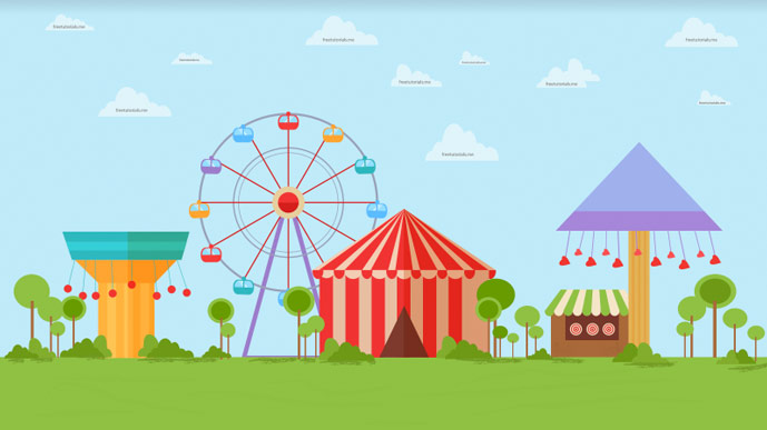 689x387 Free Flat Retro Funfair Scenery Vector Ai Free Download