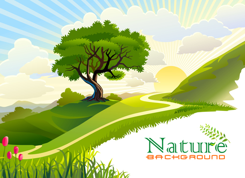 500x363 Tree And Natural Scenery Vector Background 05 Free Download