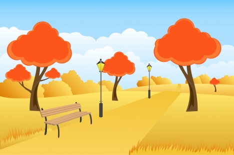 468x311 Beautiful Autumn Scenery Vector Illustration With Cartoon Style