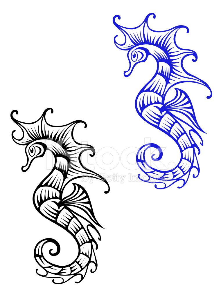 761x1024 Underwater Seahorse Animal Stock Vector