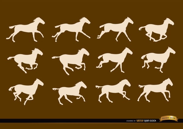 600x422 Horse Running Sequence Frames Silhouettes Free Vector 123freevectors