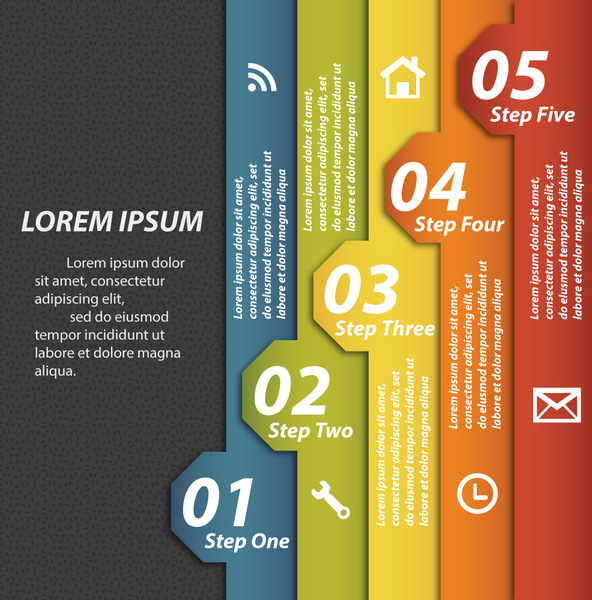 592x600 Vertical Tags Vector Illustration Of Sequence Infographic Diagram