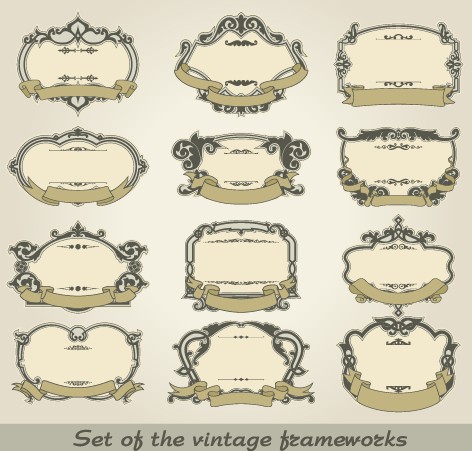 472x451 Set Of Vintage Frameworks Elements Vector 03 Free Download