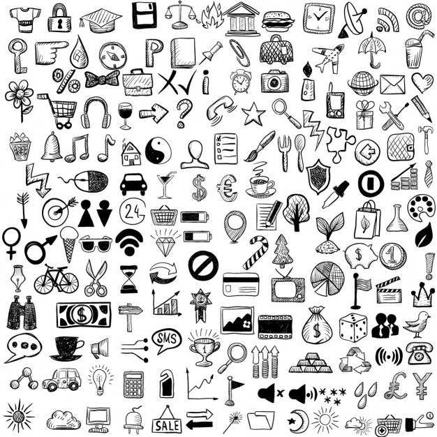 626x626 Set Of Hand Drawn Icons Vector Free Download