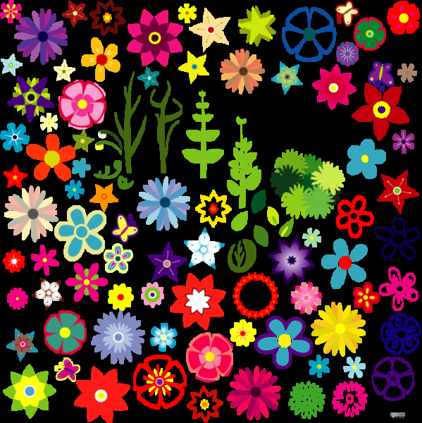 599x600 Flowers Sets Collection Vector Illustration With Various Shapes