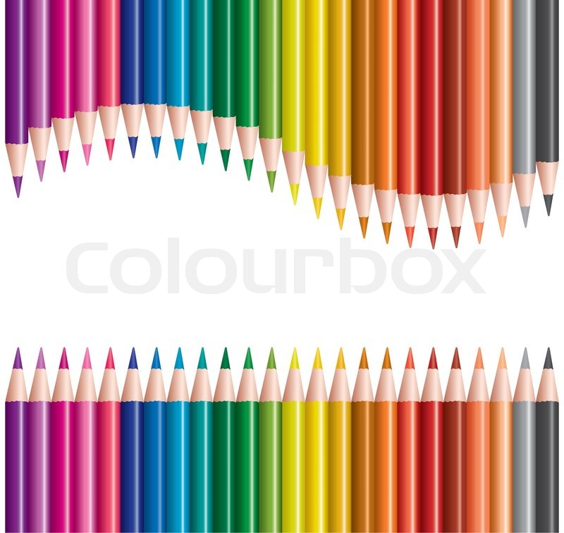 800x756 Vector Sets Of Colored Pencils In Rows Stock Vector Colourbox