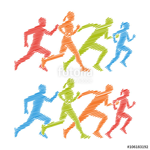 500x500 Shading Marathon Logo. Pencil Drawing Symbol For Running Club