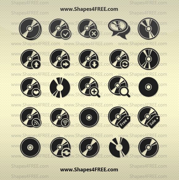 580x582 25 Cd Disc Photoshop Vector Shapes Photoshop Custom Shapes